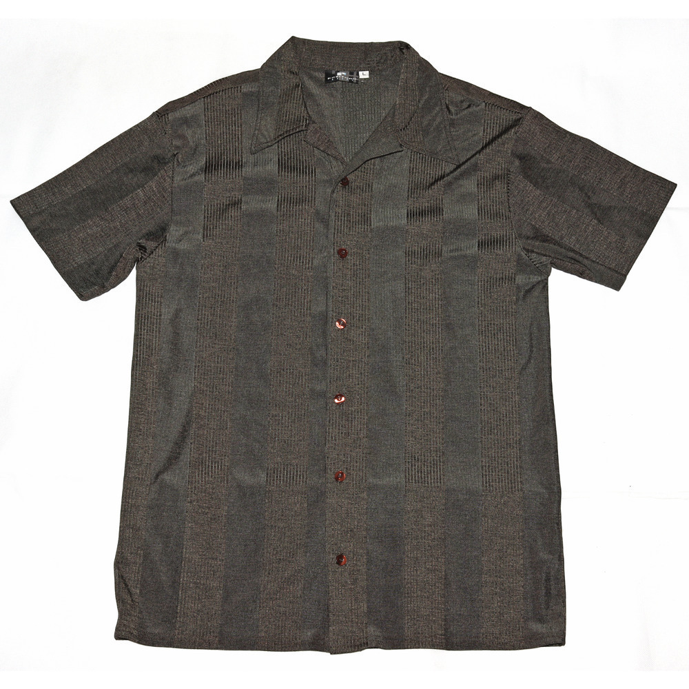 Positano‎ Men's Short Sleeve Button Front Textured Brown Shirt Size Large